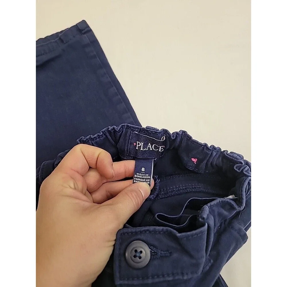 Children's Place Girls Size 8 Navy Blue Uniform Pants Adjustable Waist‎ School
